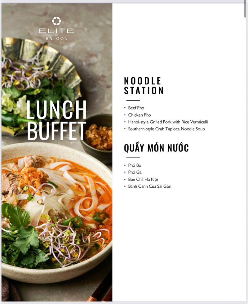 Lunch Menu du thuyền Elite Of Saigon