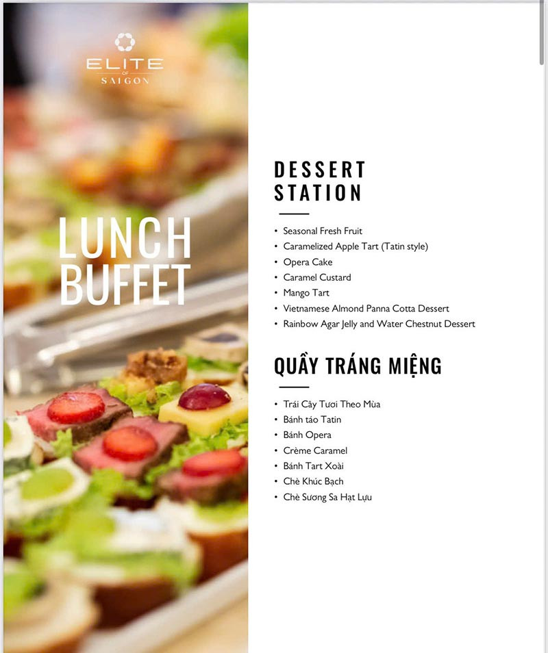 Lunch Menu du thuyền Elite Of Saigon