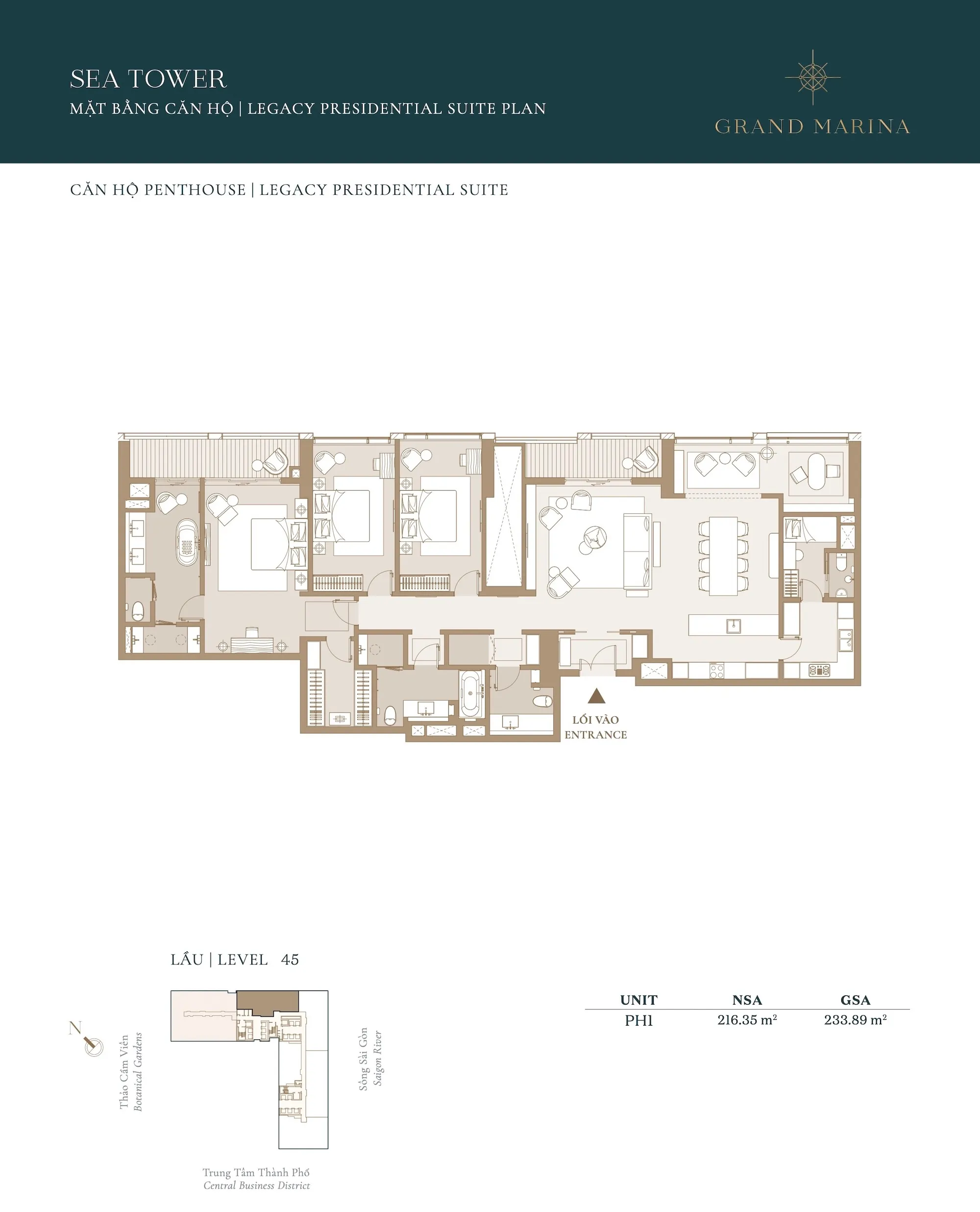 Mặt bằng căn hộ tòa Sea Grand Marina Saigon Quận 1 | Full layout chi tiết