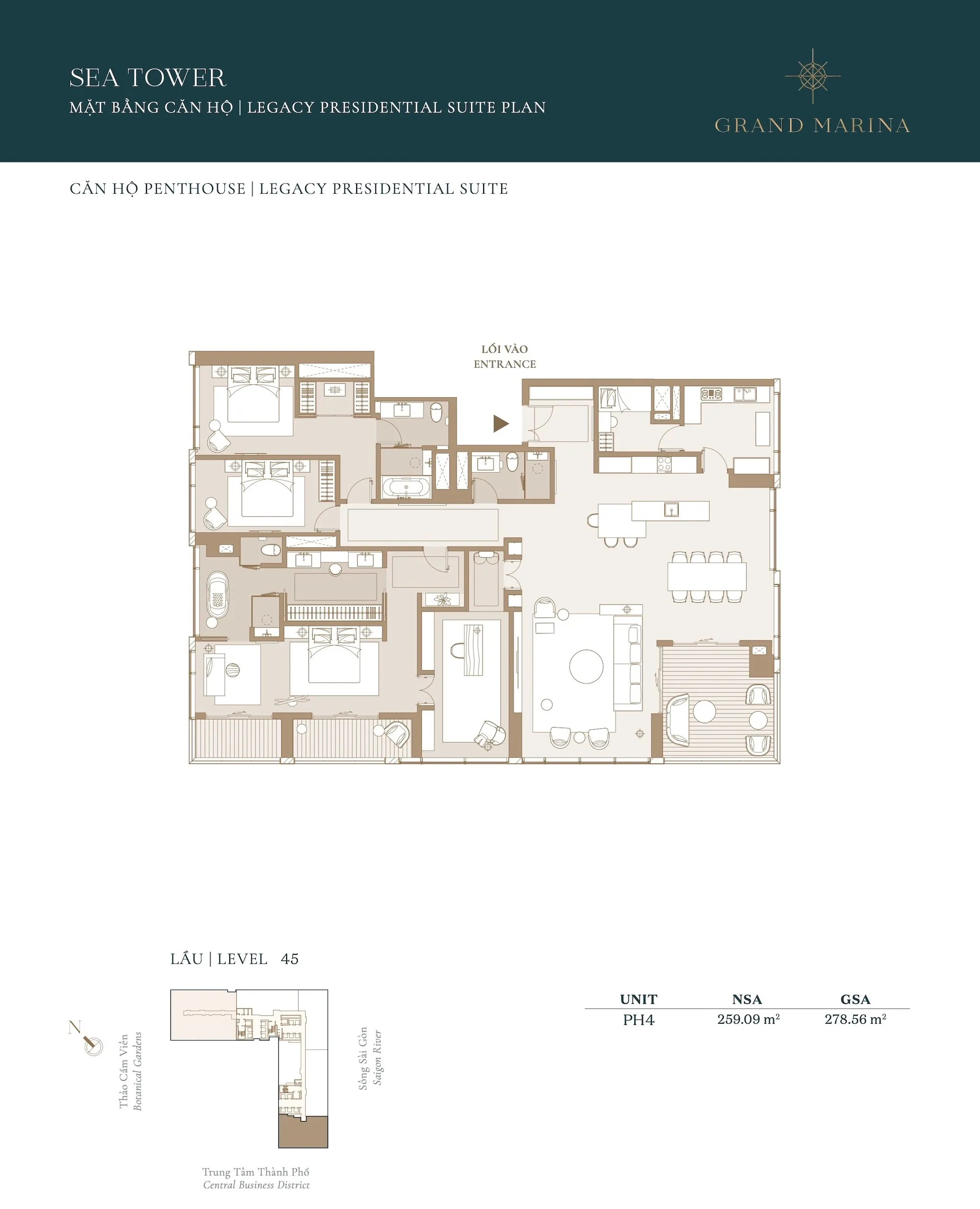 Mặt bằng căn hộ tòa Sea Grand Marina Saigon Quận 1 | Full layout chi tiết